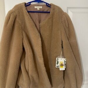 Women's Beige Faux Fur Jacket